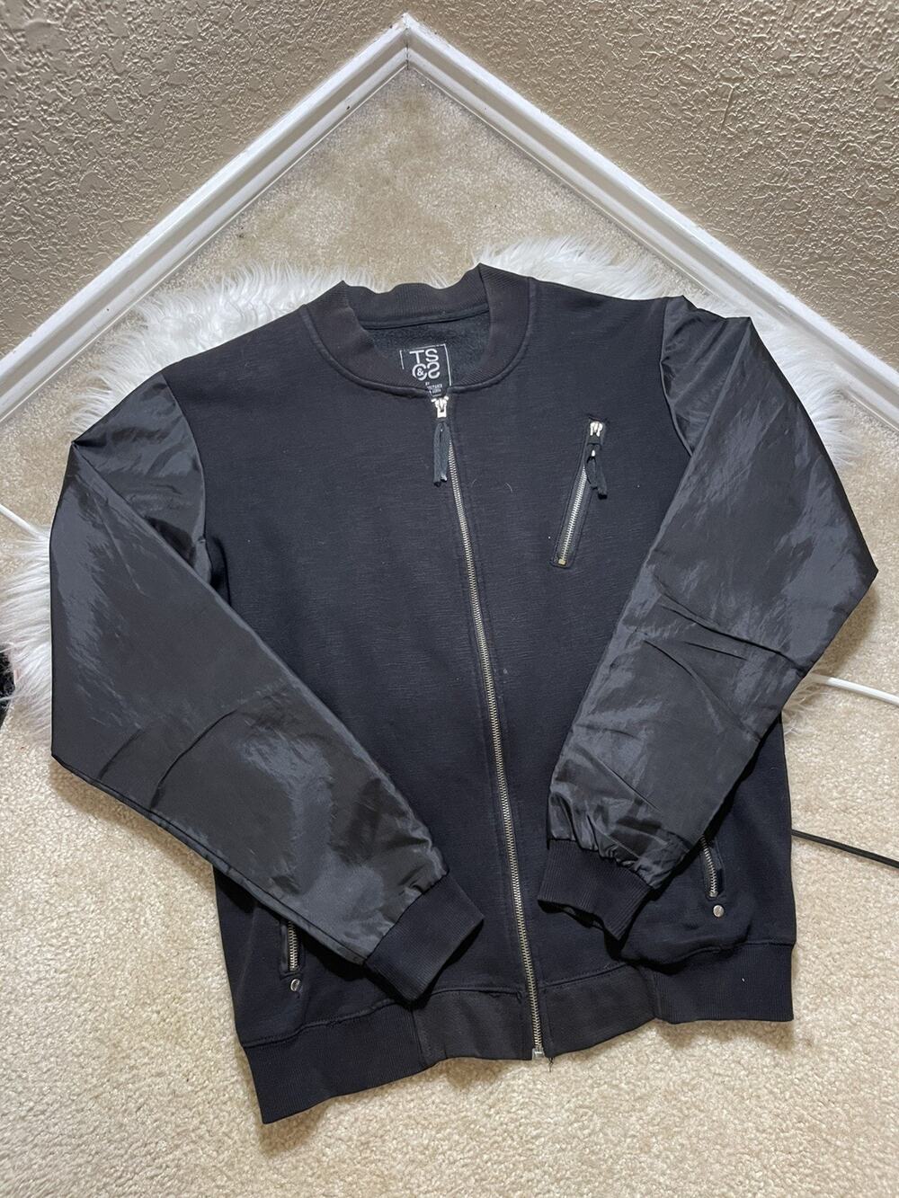 TS&CS Truth Substance & Common Sense Full-zip Black Jacket, Size Medium